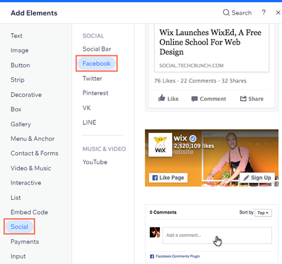 Wix Editor: Adding and Setting Up a Facebook Comments Box | Help