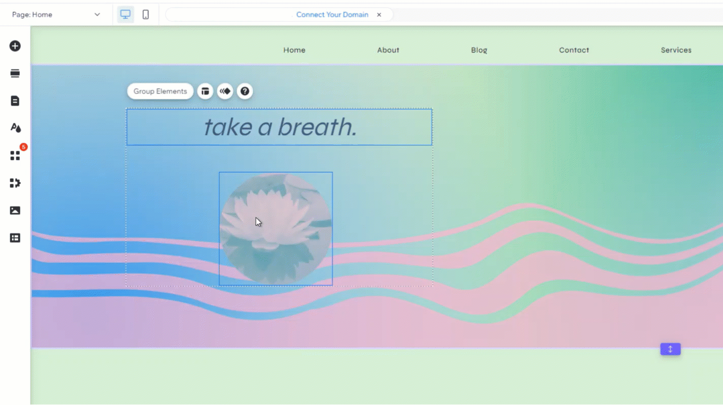 A GIF showing a group of elements being multi-selected and copied on one site, then pasted into another.