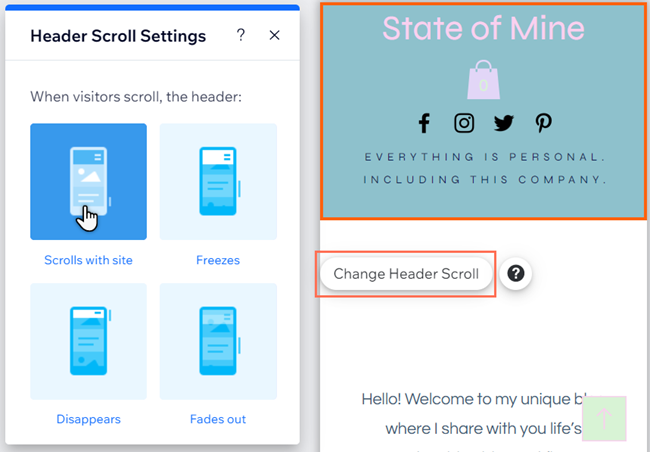 Wix Editor Changing the Header Scroll Effect on Your Mobile Site