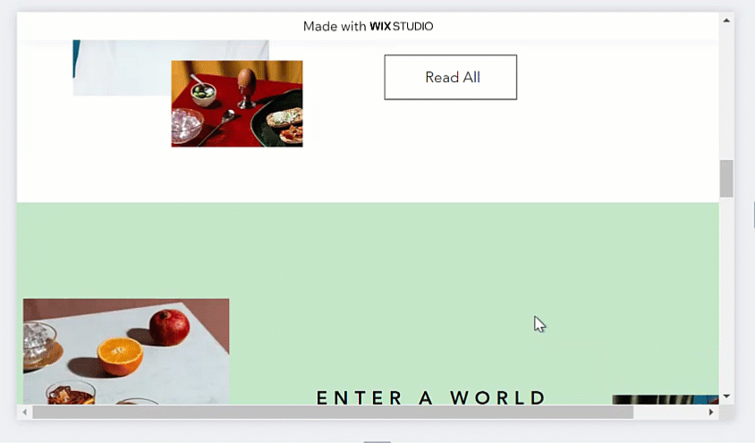 A GIF showing a live site that needs to be horizontally scrolled across in order to view content.