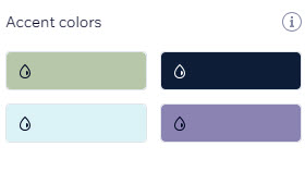 A cropped screenshot showing accent colors in a site design panel.