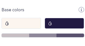 Uma captura de tela mostrando cores de base em um painel de design do site.