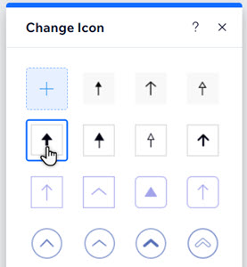 Een bijgesneden weergave van het Pictogram wijzigen-paneel. De cursor heeft op een pijlpictogram geklikt.