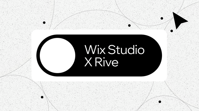 A GIF showing a Rive animation on a live site. The animation says Wix Studio X Rive.