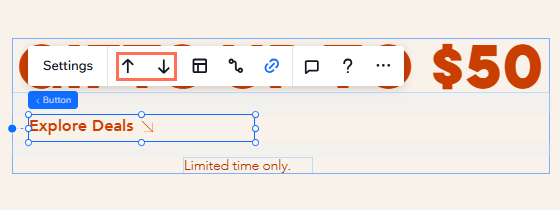 Screenshot ritagliato che evidenzia le frecce su e giù su un tasto in una pila