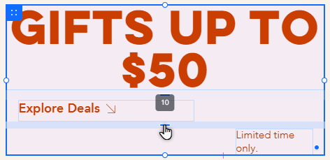 A cropped screenshot, showing the cursor clicking and adjusting the stack's spacing.