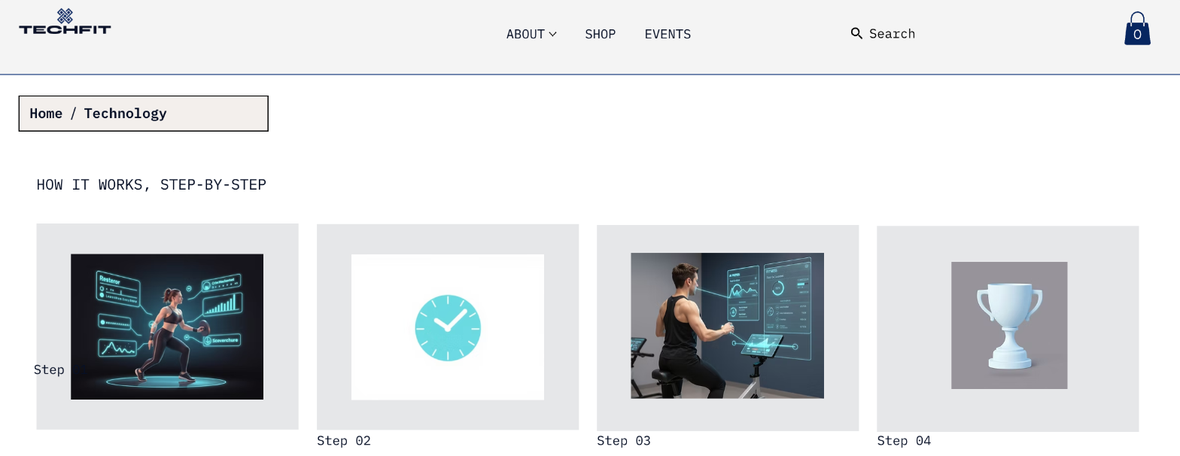 A page with a breadcrumb trail below the site header, showing Home and the current page.