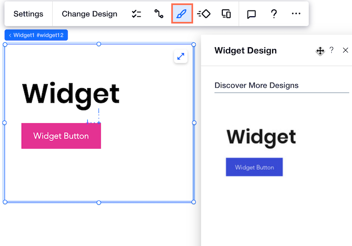 Onglet design avec éléments prédéfinis