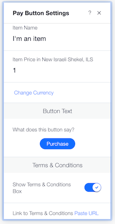 pay button custom panel