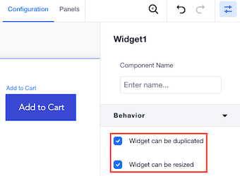 Comportamiento del widget en la pestaña Configuración