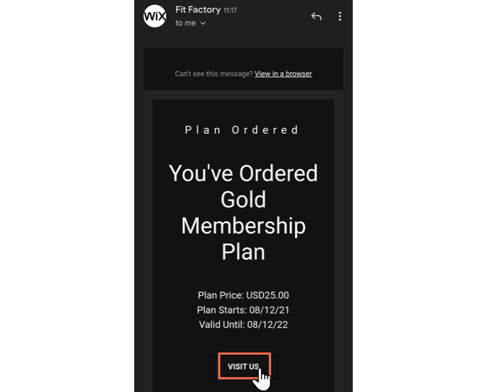 A screenshot showing the call to action button inviting a client to view their plan in their member app.