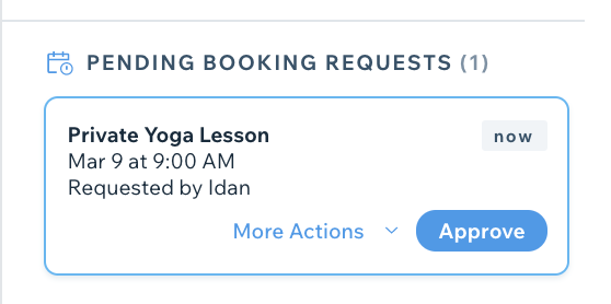 A screenshot showing an example of a pending booking request.