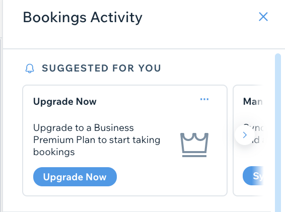 A creenshot showing the suggested for you section in the booking activity panel.