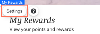 A screenshot of the settings button for the My Rewards page.