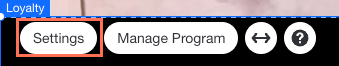 A screenshot of the loyalty settings button in the Wix editor.