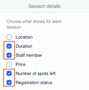 Screenshot showing how to add or remove session details from your weekly timetable.