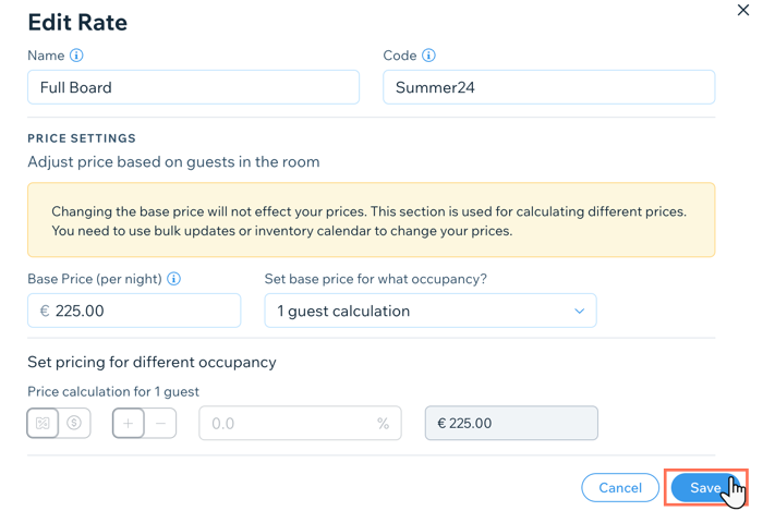 Une capture d'écran montrant comment modifier une formule de paiement existante dans le tableau de bord.