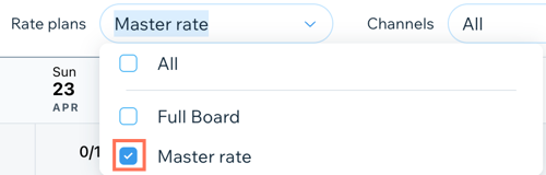 A screenshot showing how to select which rates you want to filter for.