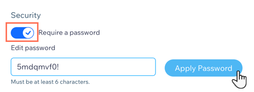 Screenshot showing how to apply a password to your client check-in app.