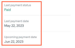 Screenshot showing the payment status and date automatically updating after an offline payment.