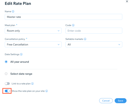 Captura de tela mostrando um plano tarifário ativo Mostre o plano tarifário no seu site na seção Planos tarifários do painel de controle.