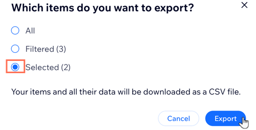 Capture d'écran montrant comment exporter la liste des participants à un cours.