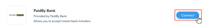 A screenshot showing how to connect PaidBy Bank as your payment provider in the dashboard.