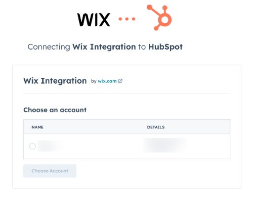 A screenshot showing how to log in to your HubSpot account while connecting the Wix integration.