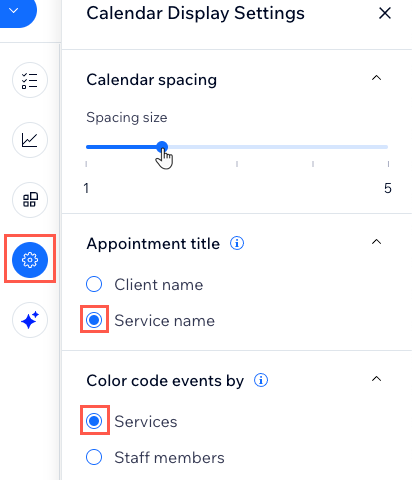 A screenshot showing the how to adjust the Calendar display settings