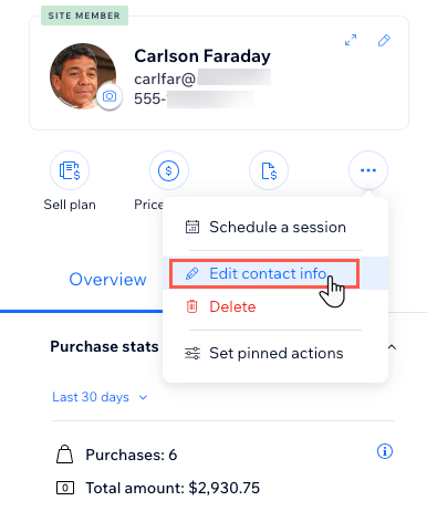 A screenshot showing how to edit a contact's details in their contact card.