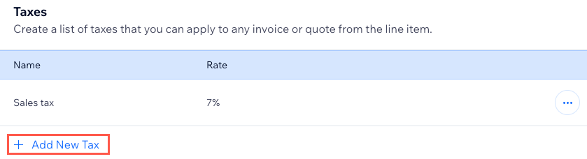 A screenshot showing how to set your tax rates in the Settings section of the dashboard.