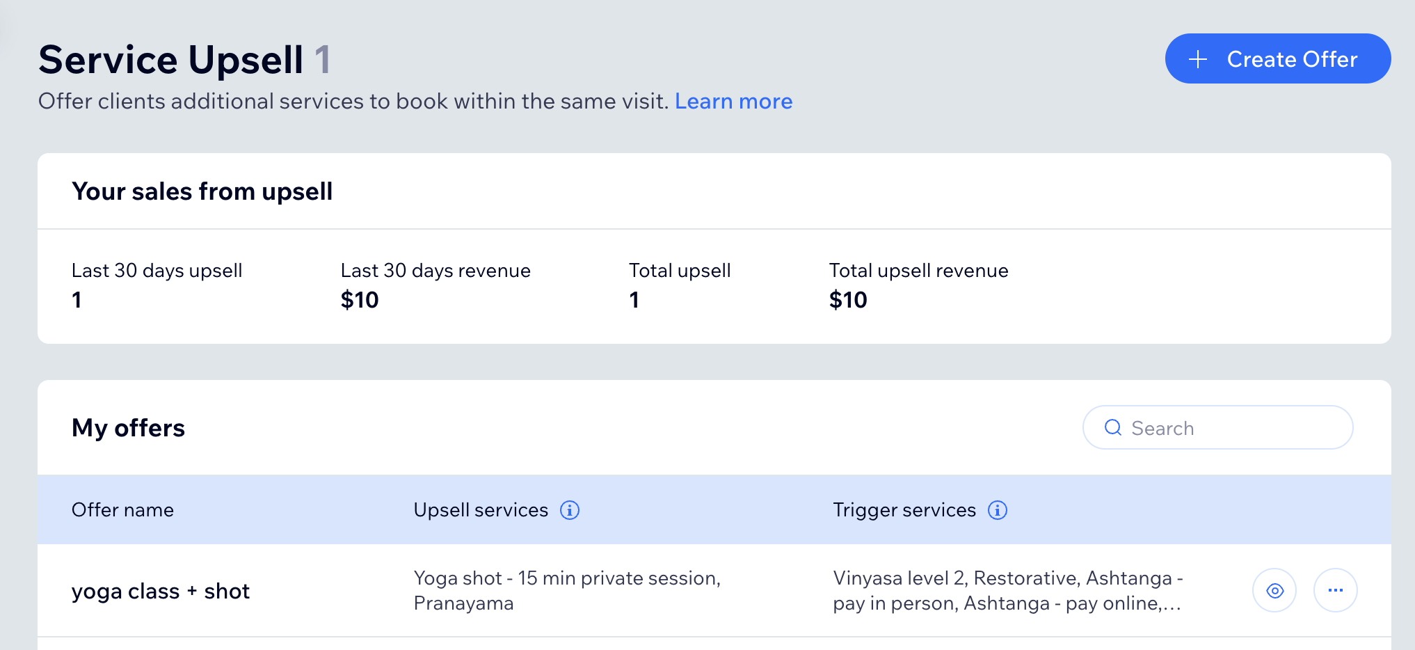 A screenshot showing the revenue generated from upsells in the site dashboard.