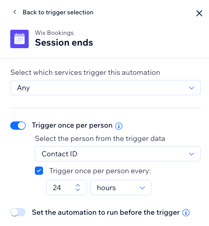 A screenshot showing the settings for the session ends trigger.