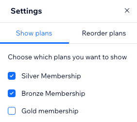 A screenshot showing how to select which plans to display on your plan card list.