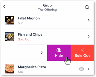 A screenshot of setting a menu item's availability for online ordering.