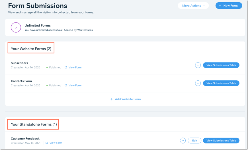 Wix Forms: Managing Your Forms from the Dashboard