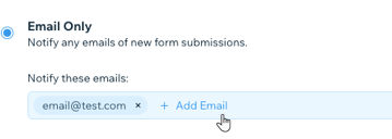 A screenshot showing adding email addresses you want to notify.