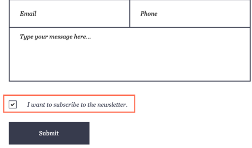 An example of a subscriber opt-in checkbox on a form in a live Wix site