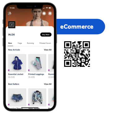 Een screenshot van een QR-code van een E-commerce branded app.