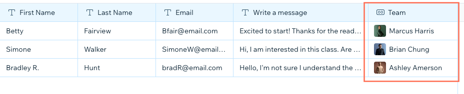 Example of forms submissions table in the dashboard with added column with dynamic page information.