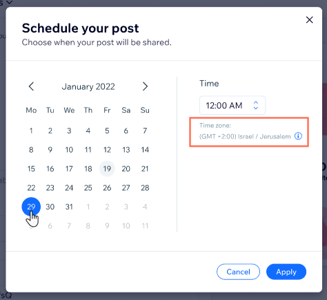 A screenshot of the social post scheduler.