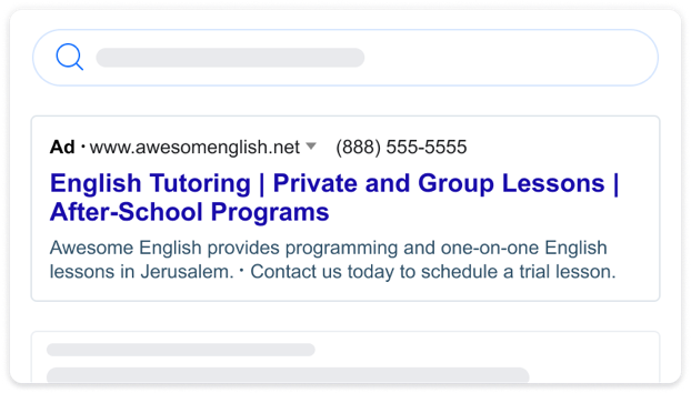 A screenshot of an example of what a Google ad looks like in Google Search results