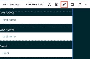 A screenshot of the settings panel of the previous version of Wix Forms with the paintbrush icon selected.