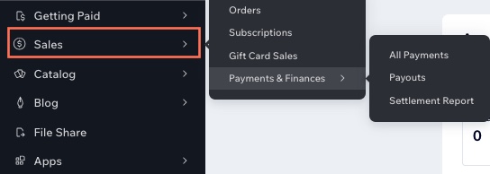 A screenshot of the new Sales tab in the dashboard menu.