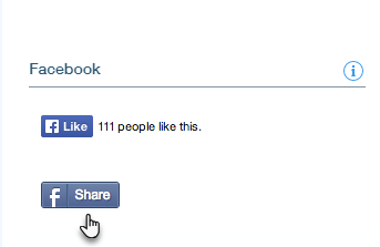 A screenshot showing the Facebook Share button that you can add to your site from the Add panel in your Editor.