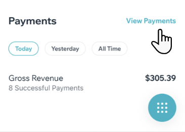 A screenshot showing where you can view payments