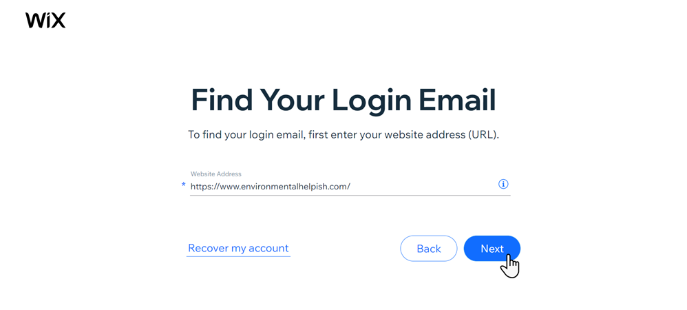 Não consigo fazer login na conta Wix: esqueci o email