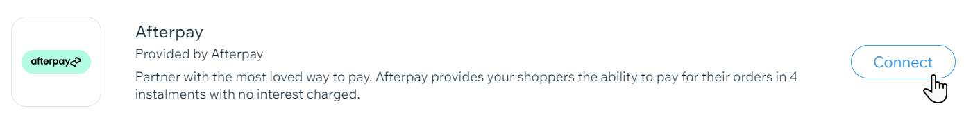 Afterpay connect button,