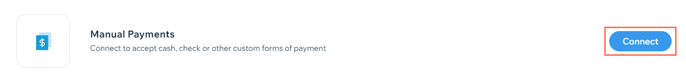 Manual payments connect button,