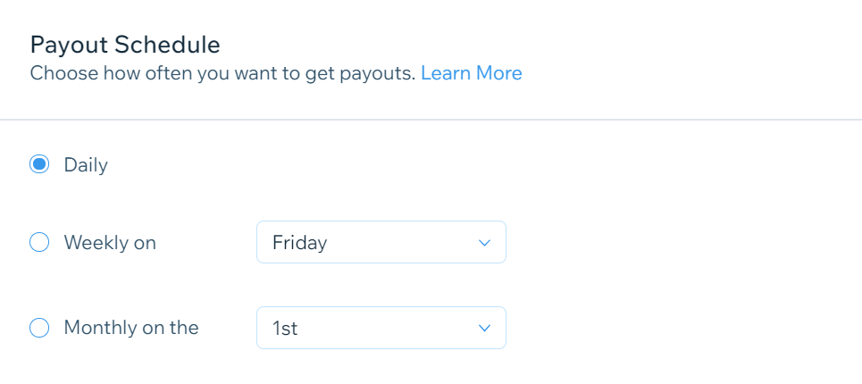 setting a weekly payout schedule,